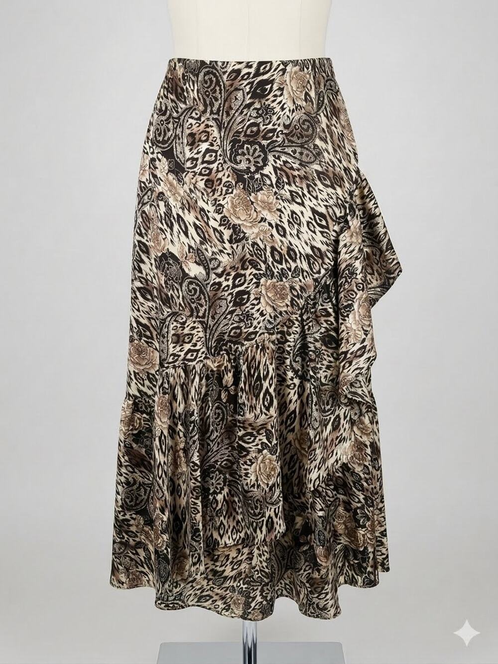 ee:some Mixed Leopard Paisley Asymmetric Maxi Skirt Anthropologie Style NWOT S